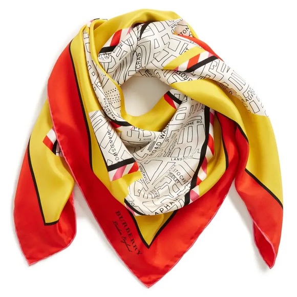 Burberry Multi London Map Silk Square Scarf/Wrap - Picture 2 of 14